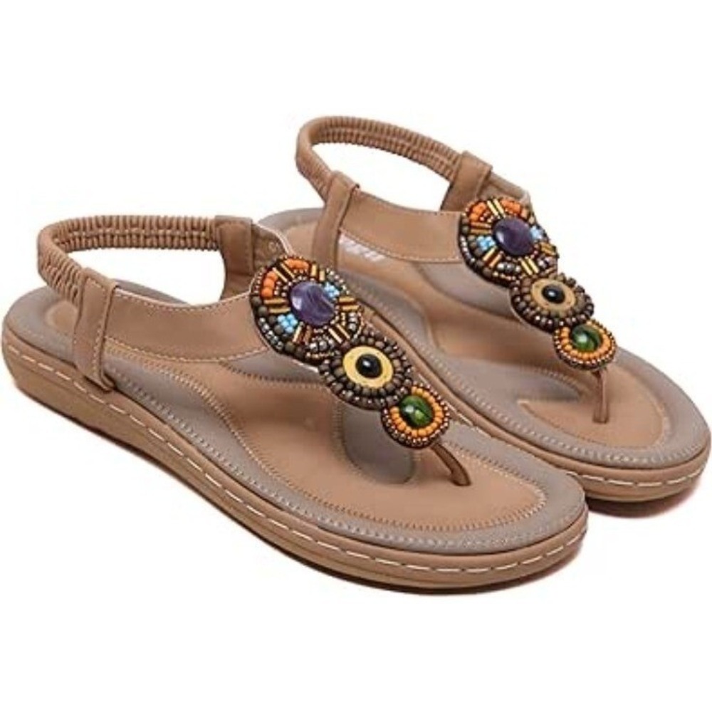 Women's Thong‎ Sandals by Ulogo Beaded Boho Size 8.5 NWT
